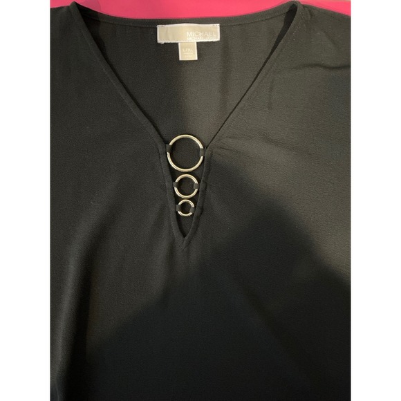 MICHAEL MICHAEL KORS Black Sheer Flowy Poncho Top Size L/XL Oversized Going Out - Picture 4 of 7